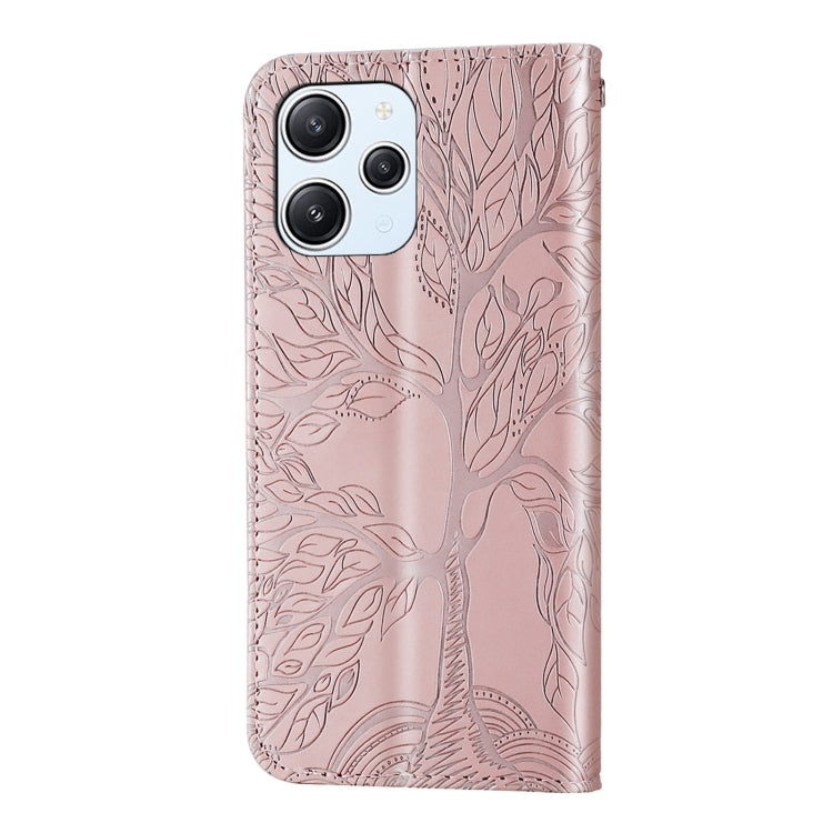 For Xiaomi Redmi 12 4G Life of Tree Embossing Pattern Horizontal Flip Leather Phone Case