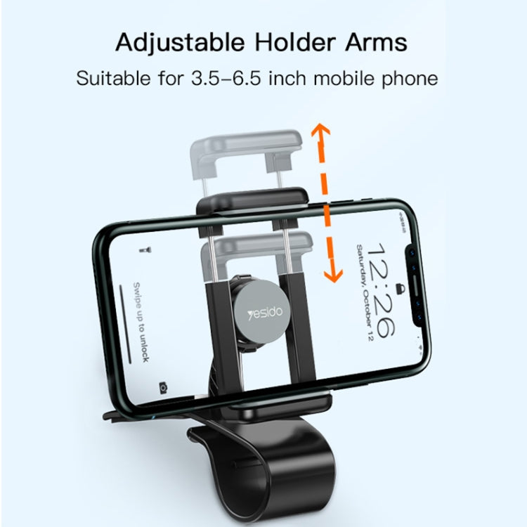 Yesido C103 Car Dashboard Snap-On Mobile Phone Navigation Holder(Black)