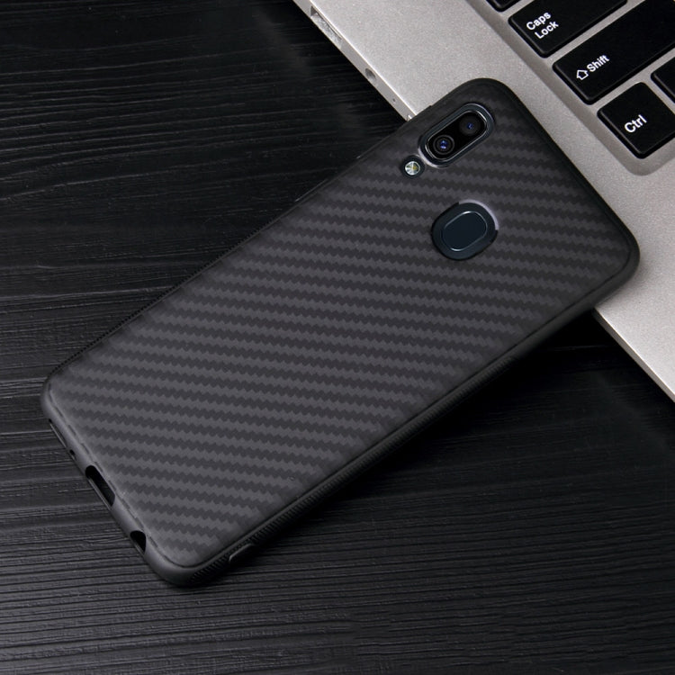 For Samsung Galaxy A20e Carbon Fiber Texture Shockproof TPU Protective Case