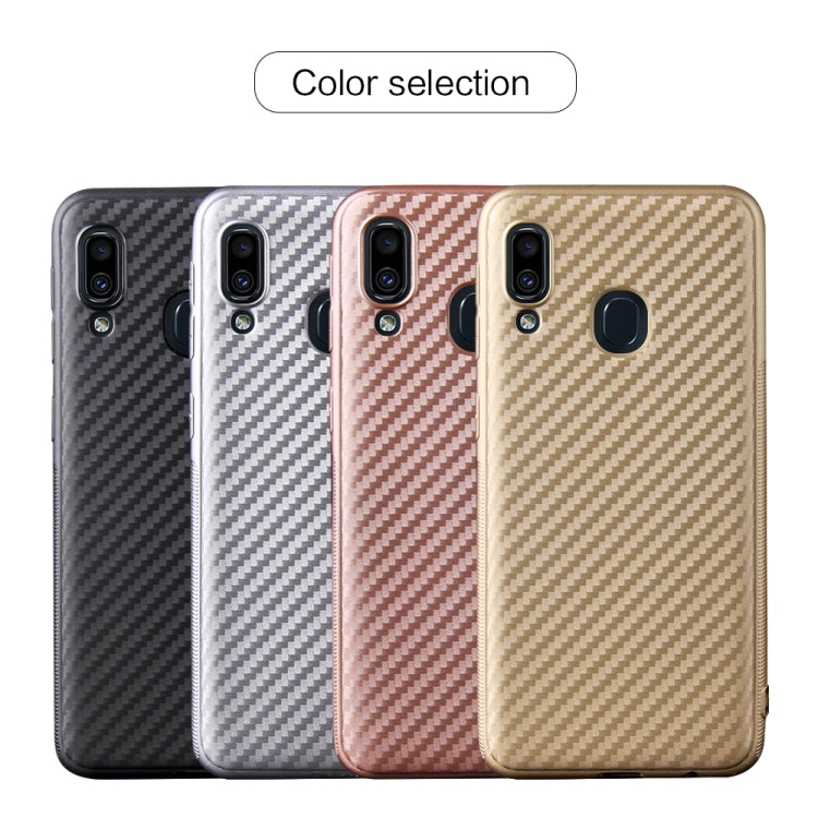 For Samsung Galaxy A20e Carbon Fiber Texture Shockproof TPU Protective Case