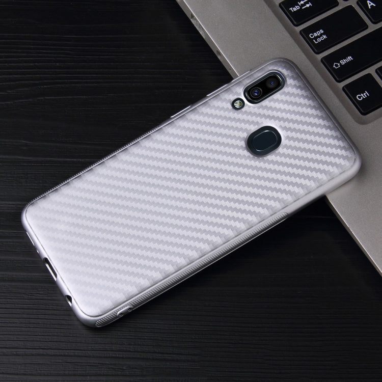 For Samsung Galaxy A20e Carbon Fiber Texture Shockproof TPU Protective Case