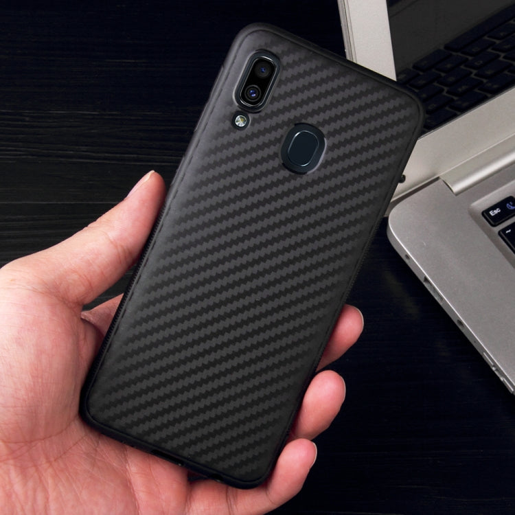 For Samsung Galaxy A20e Carbon Fiber Texture Shockproof TPU Protective Case