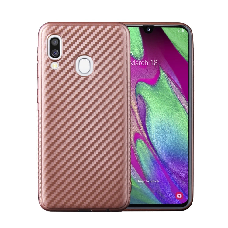 For Samsung Galaxy A40 Carbon Fiber Texture Shockproof TPU Protective Case