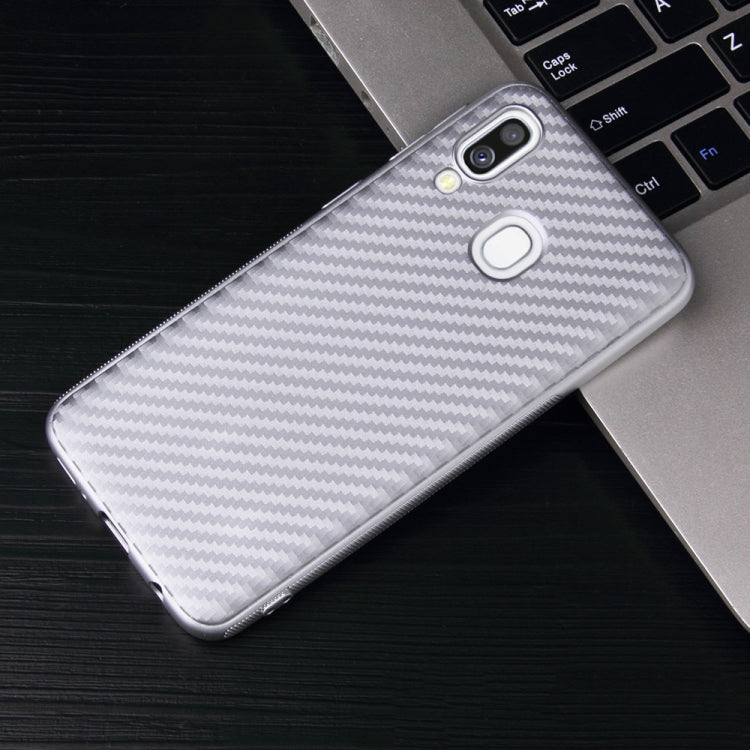 For Samsung Galaxy A40 Carbon Fiber Texture Shockproof TPU Protective Case