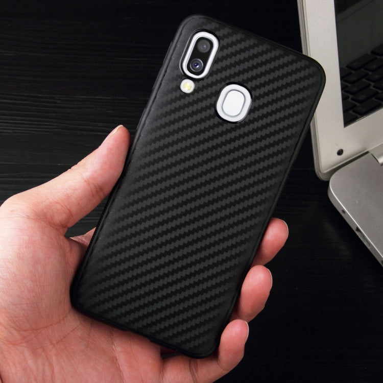 For Samsung Galaxy A40 Carbon Fiber Texture Shockproof TPU Protective Case