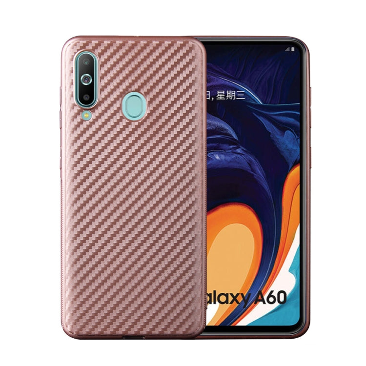 For Samsung Galaxy A60 Carbon Fiber Texture Shockproof TPU Protective Case