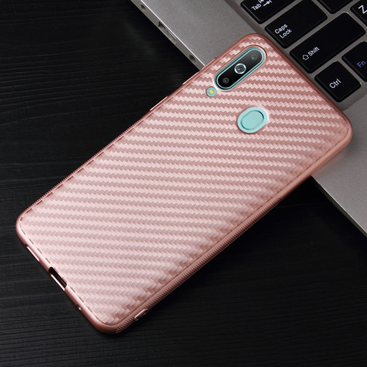 For Samsung Galaxy A60 Carbon Fiber Texture Shockproof TPU Protective Case