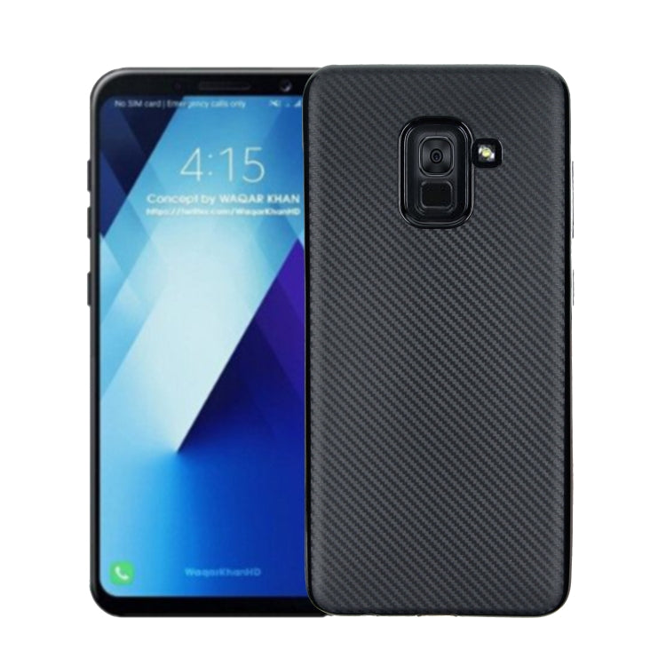 For Samsung Galaxy A8+ (2018) Carbon Fiber Texture Shockproof TPU Protective Case