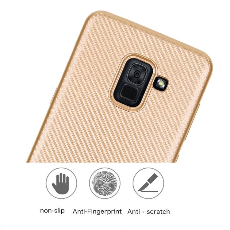 For Samsung Galaxy A8+ (2018) Carbon Fiber Texture Shockproof TPU Protective Case
