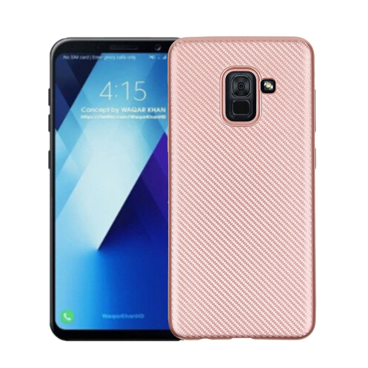 For Samsung Galaxy A8+ (2018) Carbon Fiber Texture Shockproof TPU Protective Case