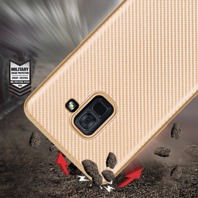 For Samsung Galaxy A8+ (2018) Carbon Fiber Texture Shockproof TPU Protective Case