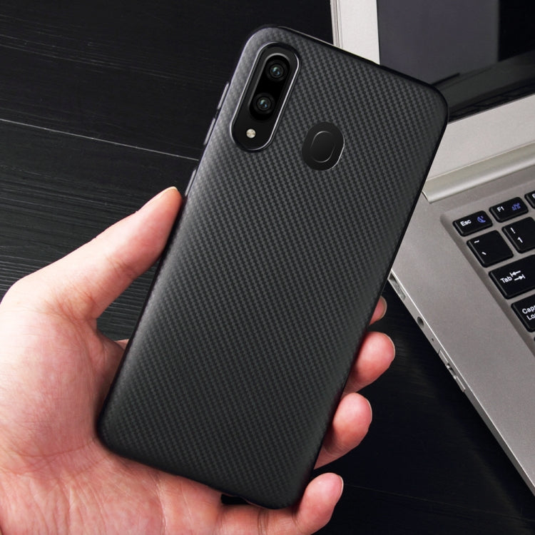 For Samsung Galaxy A30 Carbon Fiber Texture Shockproof TPU Protective Case