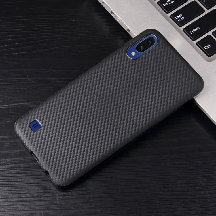For Samsung Galaxy M10 Carbon Fiber Texture Shockproof TPU Protective Case