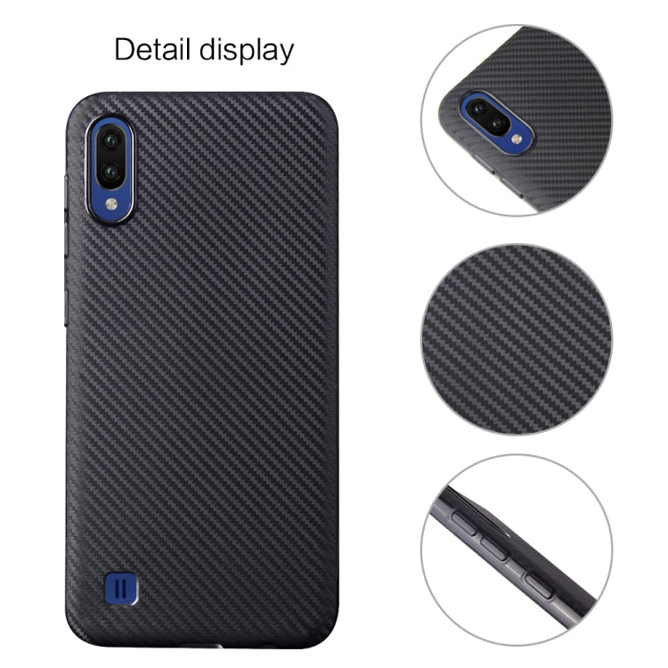 For Samsung Galaxy M10 Carbon Fiber Texture Shockproof TPU Protective Case