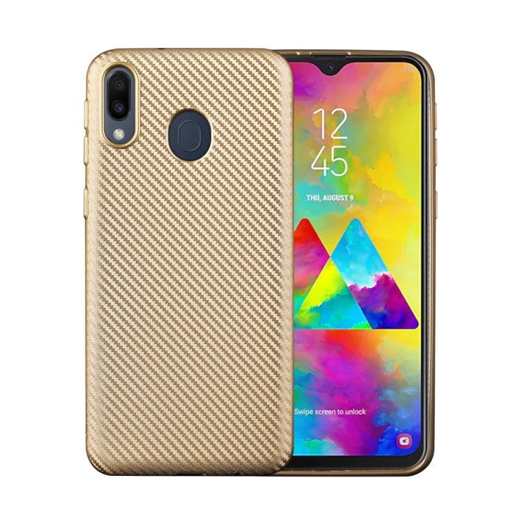 For Samsung Galaxy M20 Carbon Fiber Texture Shockproof TPU Protective Case