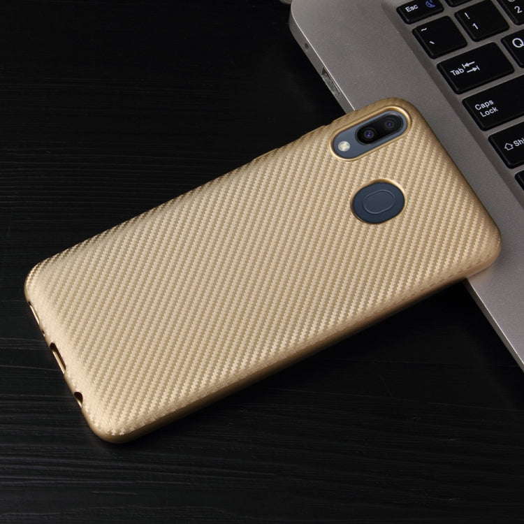For Samsung Galaxy M20 Carbon Fiber Texture Shockproof TPU Protective Case