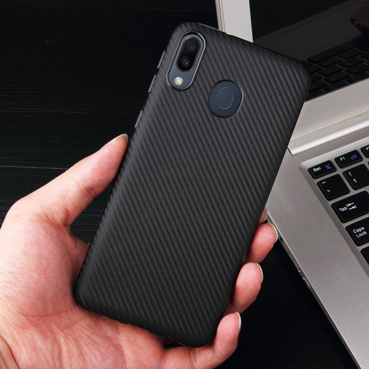 For Samsung Galaxy M20 Carbon Fiber Texture Shockproof TPU Protective Case
