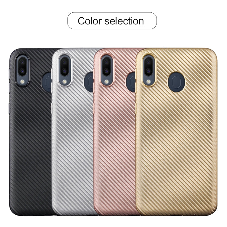 For Samsung Galaxy M20 Carbon Fiber Texture Shockproof TPU Protective Case