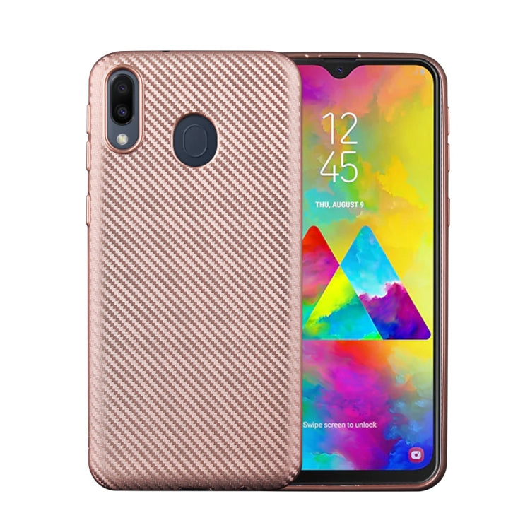 For Samsung Galaxy M20 Carbon Fiber Texture Shockproof TPU Protective Case