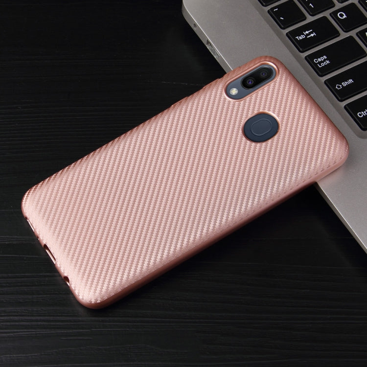 For Samsung Galaxy M20 Carbon Fiber Texture Shockproof TPU Protective Case