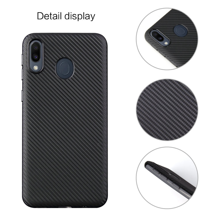 For Samsung Galaxy M20 Carbon Fiber Texture Shockproof TPU Protective Case