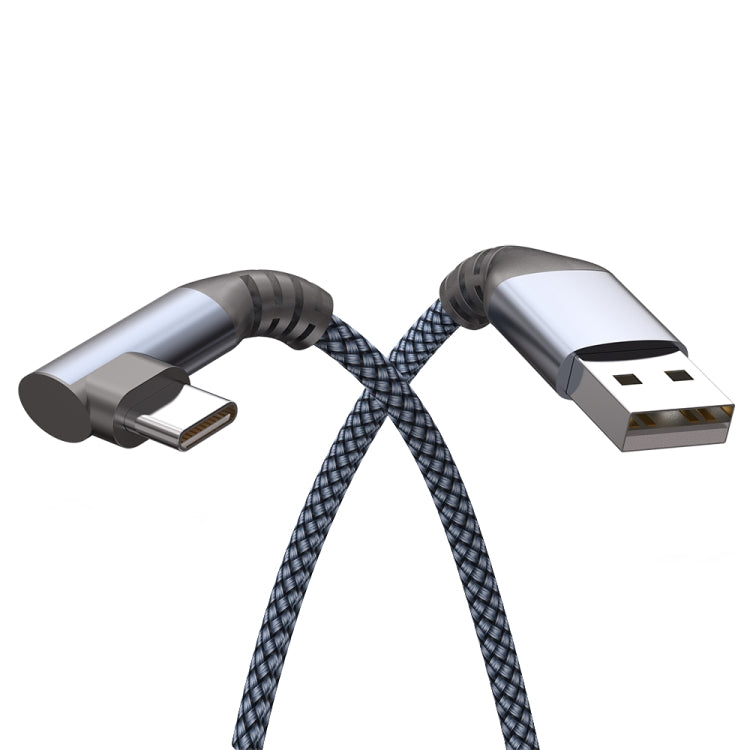 3m 5V 3A 480Mbps 100W USB to USB-C / Type-C Elbow Super Fast Charging Data-sync Cable(Grey)