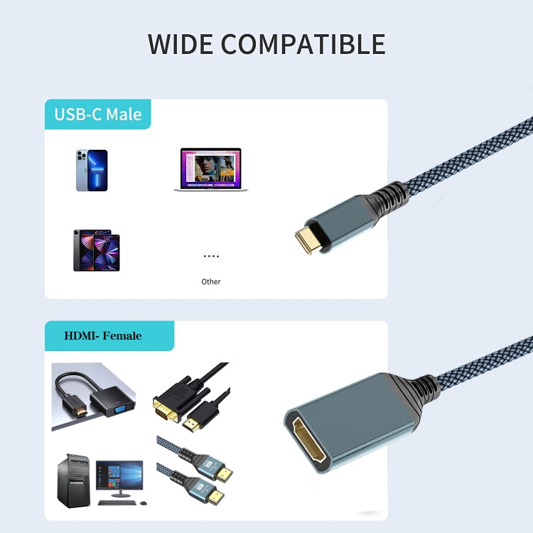 HDMI to USB-C / Type-C 4K 30Hz HD Cable, Length: 0.2m