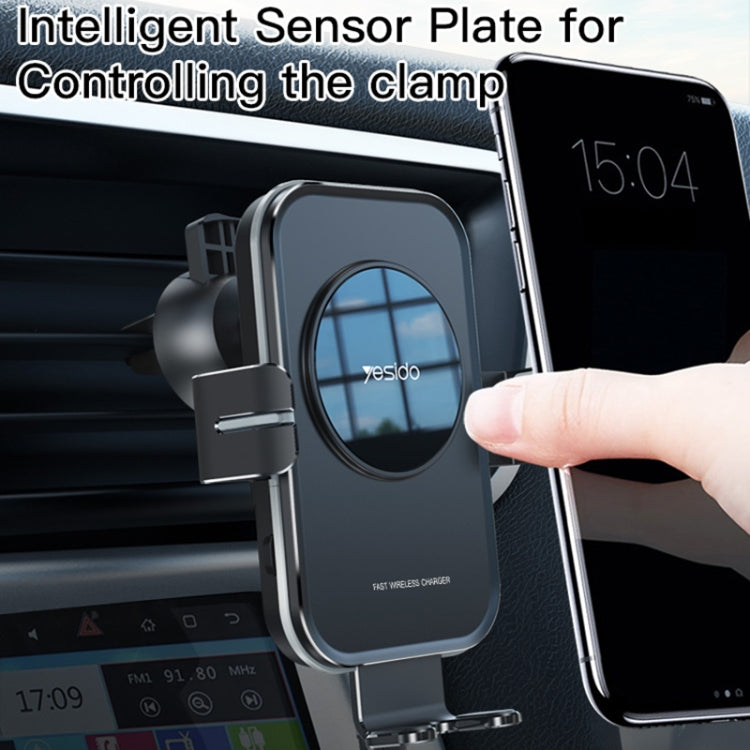 Yesido C118 15W Car Wireless Fast Charger Smart Induction Suction Cup Phone Holder(Black)