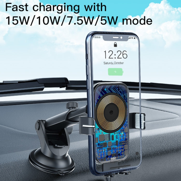 Yesido C118 15W Car Wireless Fast Charger Smart Induction Suction Cup Phone Holder(Black)