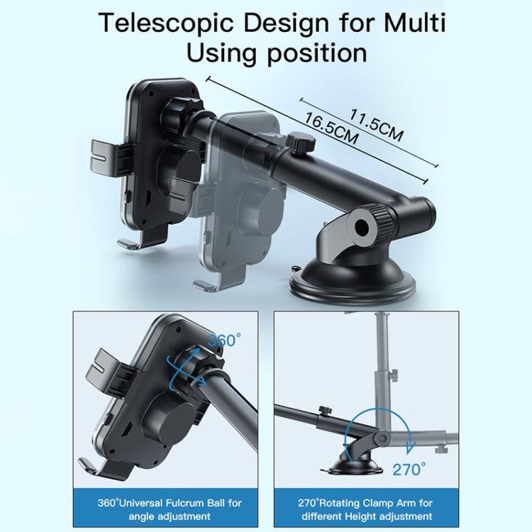 Yesido C118 15W Car Wireless Fast Charger Smart Induction Suction Cup Phone Holder(Black)