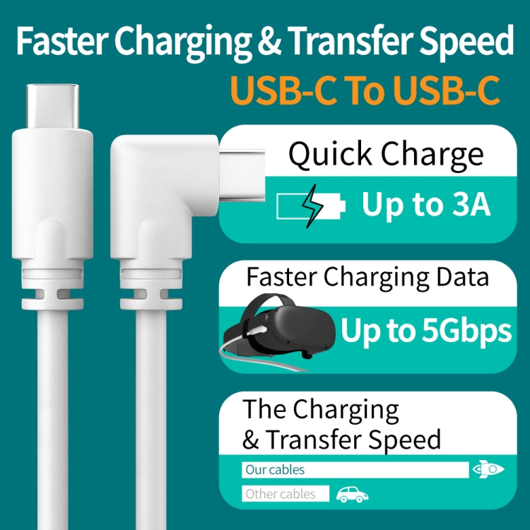 0.5m USB / Type-C to USB-C / Type-C Elbow 5Gbps 60W USB3.1 Gen1 Fast Charging Data-sync Cable