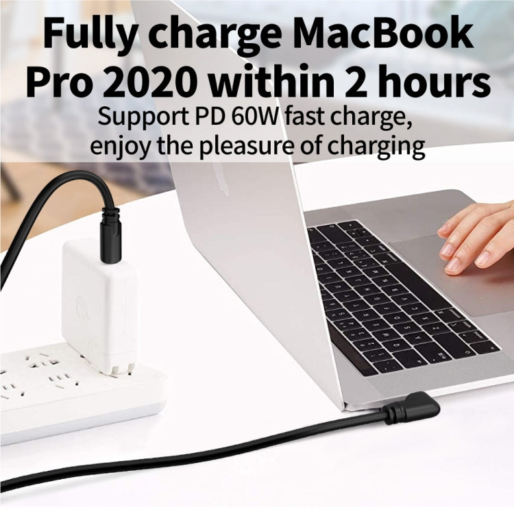 2m USB / Type-C to USB-C / Type-C Elbow 5Gbps 60W USB3.1 Gen1 Fast Charging Data-sync Cable