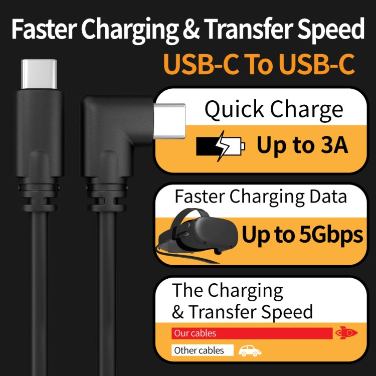 2m USB / Type-C to USB-C / Type-C Elbow 5Gbps 60W USB3.1 Gen1 Fast Charging Data-sync Cable