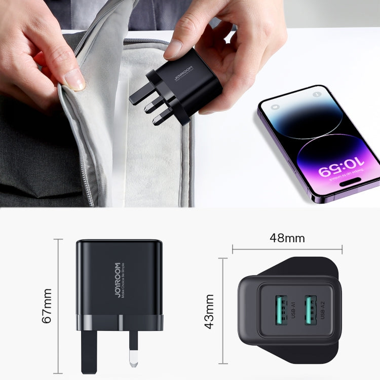JOYROOM JR-TCN01 2.4A Dual Ports USB Charger, Plug: