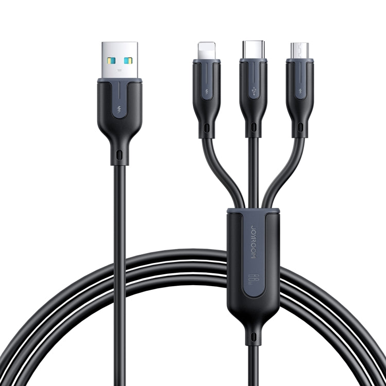 JOYROOM S-1T3066A15 Ice-Crystal Series 1.2m 66W USB to 8 Pin+Type-C+Micro USB  3 in 1 Fast Charging Data Cable