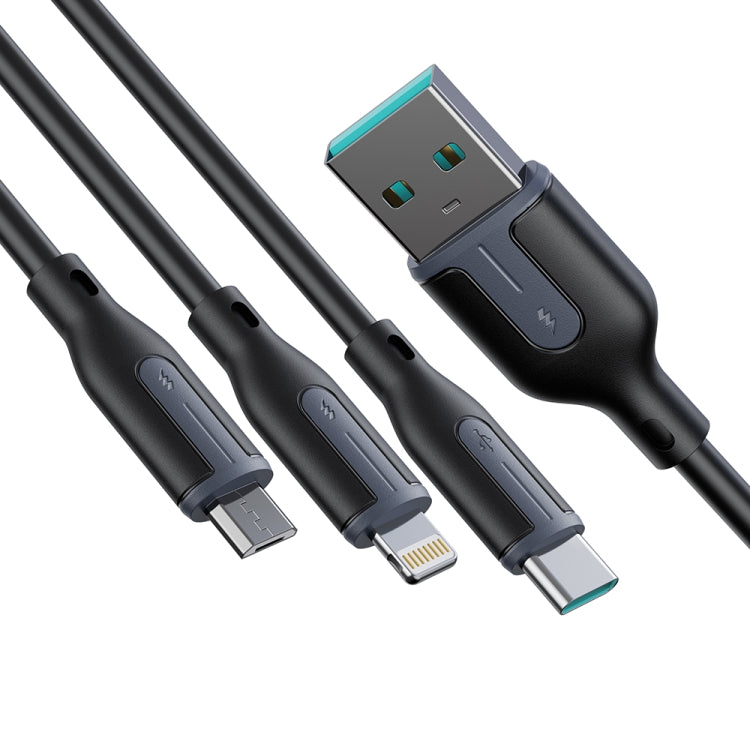 JOYROOM S-1T3066A15 Ice-Crystal Series 1.2m 66W USB to 8 Pin+Type-C+Micro USB  3 in 1 Fast Charging Data Cable
