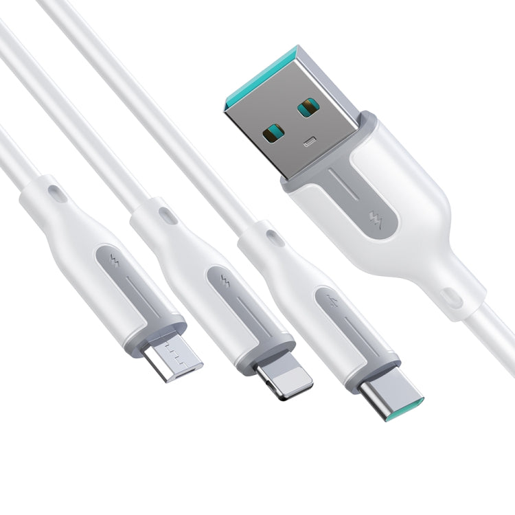 JOYROOM S-1T3066A15 Ice-Crystal Series 1.2m 66W USB to 8 Pin+Type-C+Micro USB  3 in 1 Fast Charging Data Cable