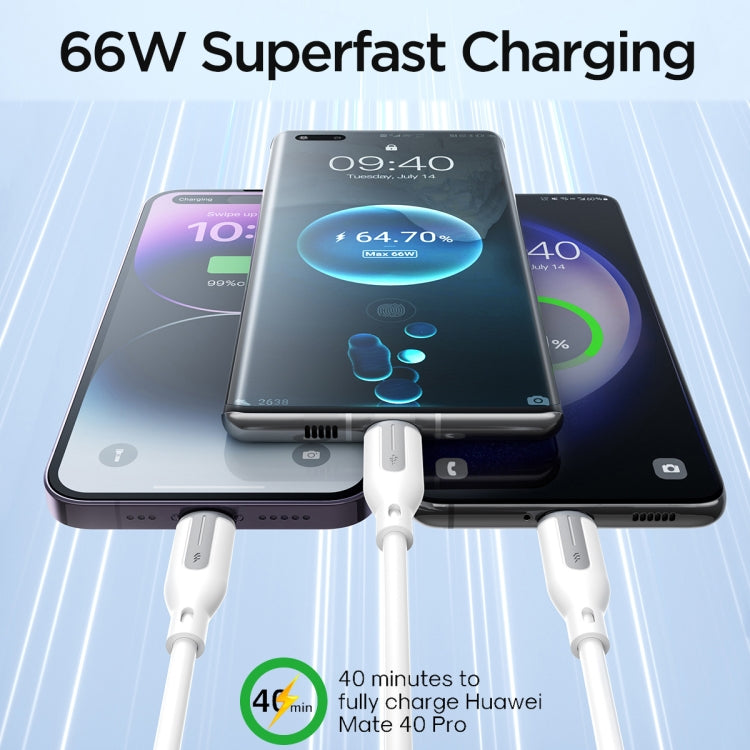 JOYROOM S-1T3066A15 Ice-Crystal Series 1.2m 66W USB to 8 Pin+Type-C+Micro USB  3 in 1 Fast Charging Data Cable