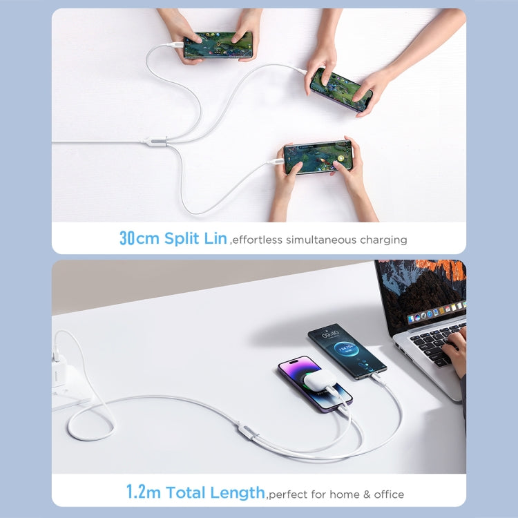 JOYROOM S-1T3066A15 Ice-Crystal Series 1.2m 66W USB to 8 Pin+Type-C+Micro USB  3 in 1 Fast Charging Data Cable