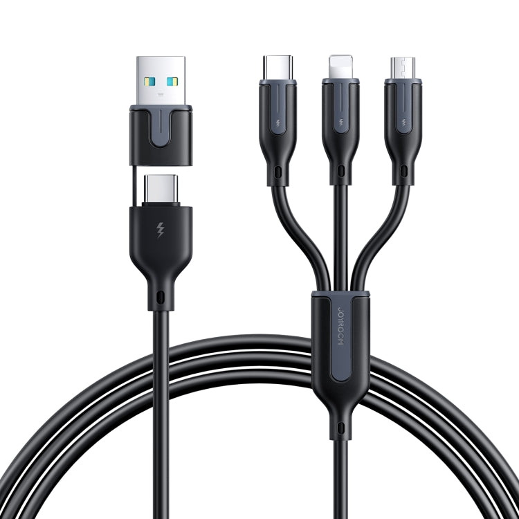 JOYROOM S-2T3018A15 Ice-Crystal Series 1.2m 3.5A USB+Type-C to 8 Pin+Type-C+Micro USB 3 in 2 Fast Charging Cable