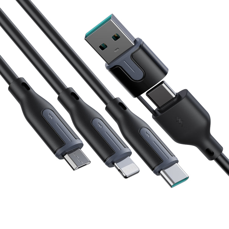 JOYROOM S-2T3018A15 Ice-Crystal Series 1.2m 3.5A USB+Type-C to 8 Pin+Type-C+Micro USB 3 in 2 Fast Charging Cable