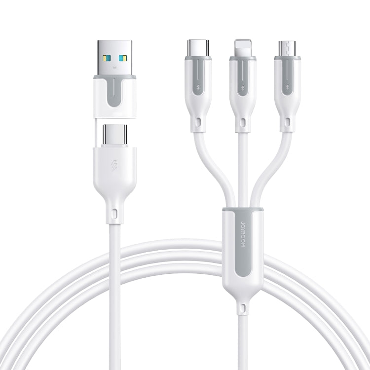JOYROOM S-2T3018A15 Ice-Crystal Series 1.2m 3.5A USB+Type-C to 8 Pin+Type-C+Micro USB 3 in 2 Fast Charging Cable