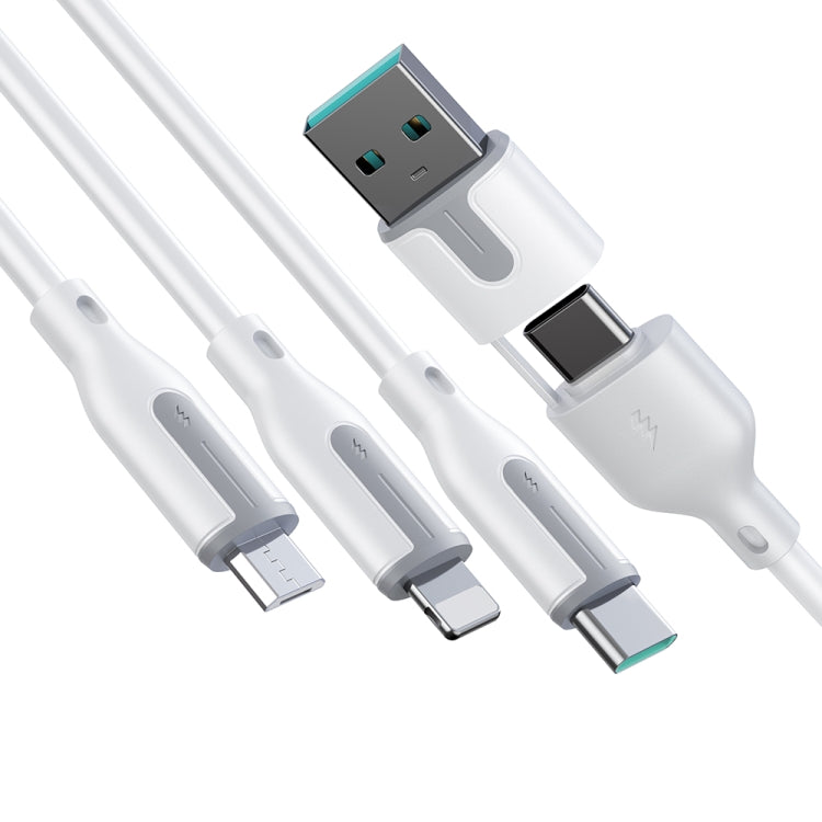JOYROOM S-2T3018A15 Ice-Crystal Series 1.2m 3.5A USB+Type-C to 8 Pin+Type-C+Micro USB 3 in 2 Fast Charging Cable