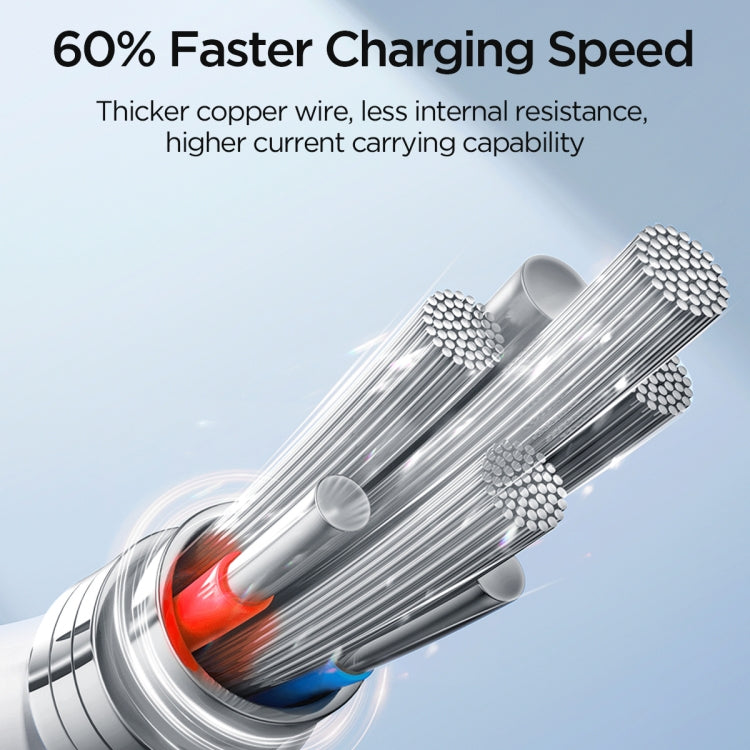 JOYROOM S-2T3018A15 Ice-Crystal Series 1.2m 3.5A USB+Type-C to 8 Pin+Type-C+Micro USB 3 in 2 Fast Charging Cable