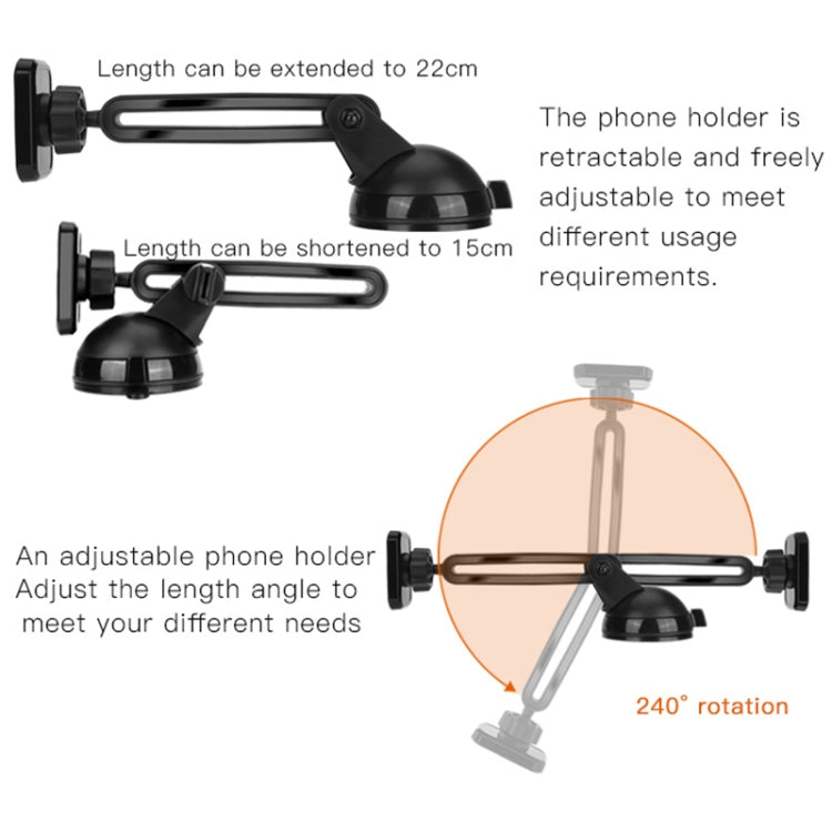 Yesido C39 Car Windshield Telescopic Magnetic Phone Holder(Black)