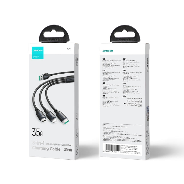 JOYROOM S-1T3018A15 Ice-Crystal Series 3.5A USB to 8 Pin+Type-C+Micro USB 3 in 1 Charging Cable, Length: