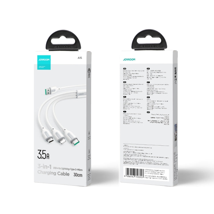 JOYROOM S-1T3018A15 Ice-Crystal Series 3.5A USB to 8 Pin+Type-C+Micro USB 3 in 1 Charging Cable, Length:
