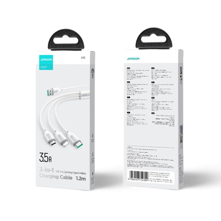 JOYROOM S-1T3018A15 Ice-Crystal Series 3.5A USB to 8 Pin+Type-C+Micro USB 3 in 1 Charging Cable, Length: