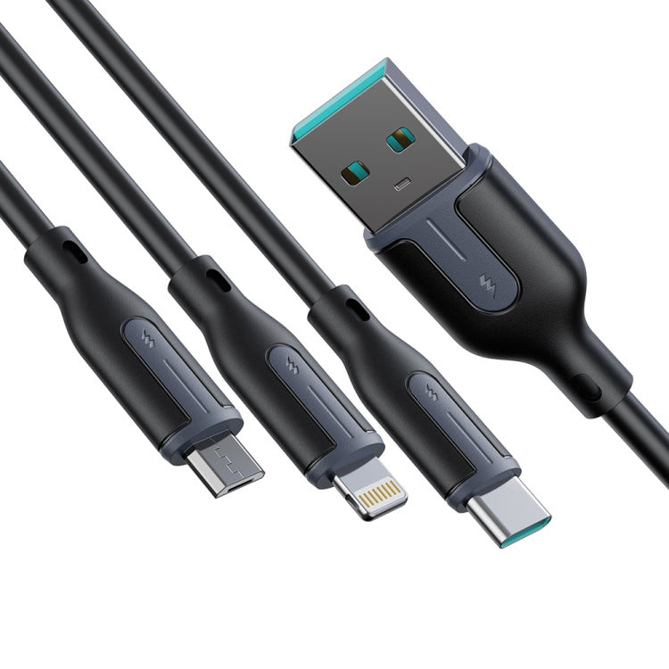 JOYROOM S-1T3018A15 Ice-Crystal Series 3.5A USB to 8 Pin+Type-C+Micro USB 3 in 1 Charging Cable, Length: