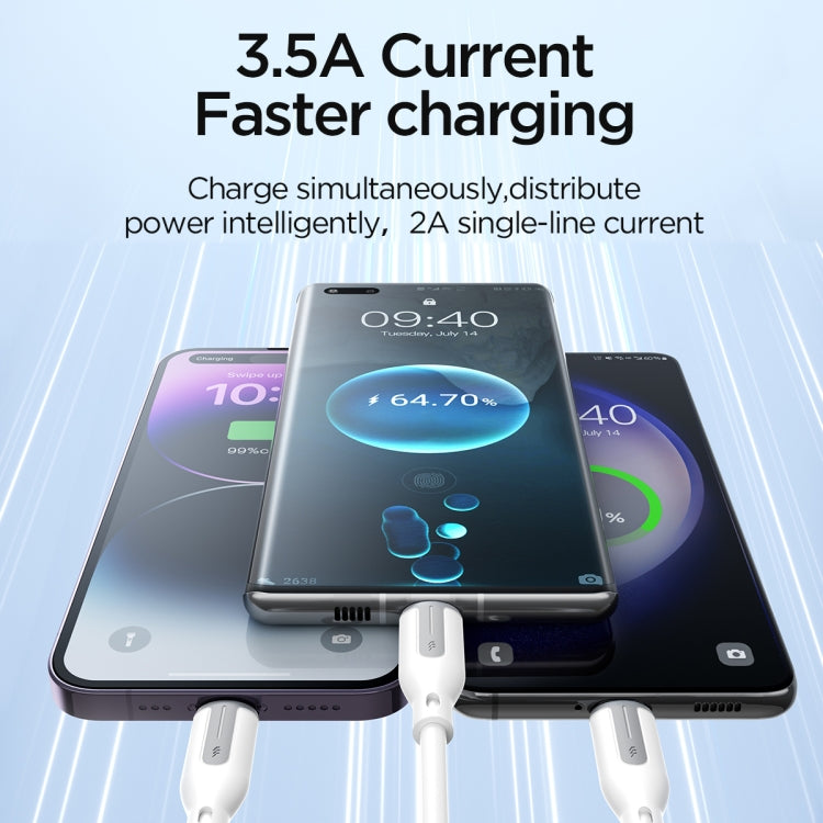 JOYROOM S-1T3018A15 Ice-Crystal Series 3.5A USB to 8 Pin+Type-C+Micro USB 3 in 1 Charging Cable, Length: